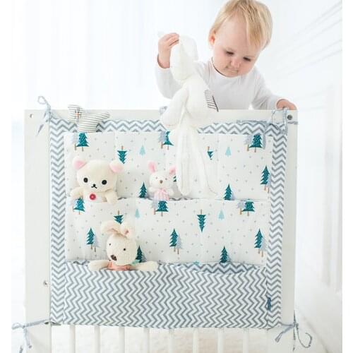 55*60cm Crib Baby Bed bumper Hanging Storage Bag Multi-functional muslin Cot pocket Bedding Bumper