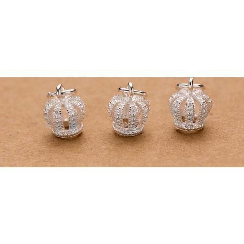 925 Sterling Silver Craft Decoration Charms 10x8mm Fancy Women Crown Pendants Findings DIY Jewelry Making Girls Women Ornaments