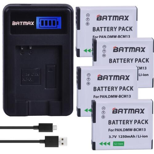 Batmax 4Pack DMW-BCM13 BCM13 DMWBCM13 Battery +LCD USB Charger for Panasonic Lumix ZS40,TZ60,ZS45,TZ57,ZS50,TZ70,ZS27,TZ37,TZ41