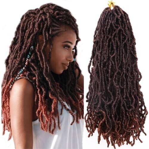 Amir Ombre Brown Faux Locs Crochet Hair 18inches Synthetic Braiding Hair Extensions Soft Dreads Dreadlocks Hair