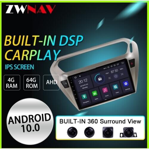 IPS DSP CARPLAY 4G+64G Android 10 PX6 Car Multimedia player For peugeot 301 citroen elysee 2014-2018 gps 360 Surround View