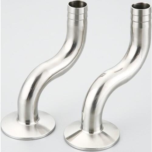 Free Shipping "S" Type 3/4"(19mm)OD50.5 Tri-clamp Hose Connector,Tri-clamp Bent Pipe, Sanitary Tri-clamp Elbow SS304