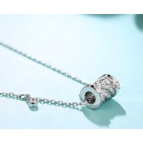 Solid S925 Sterling Silver 45cm Necklace Natural Diamond Pendant Jewelry for Women Silver 925 Jewelry Bizuteria Wedding Pendant