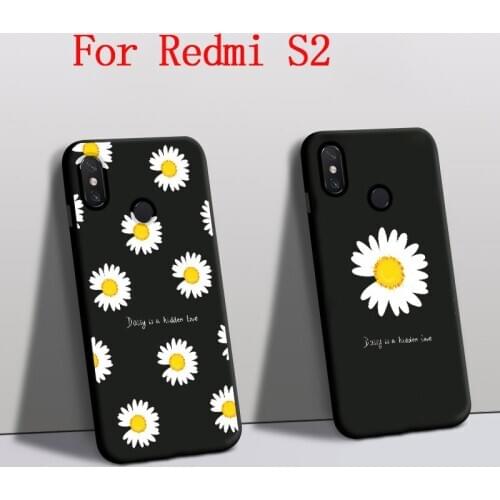 Fundas For Xiaomi Redmi S2 case Silicone Protector Daisy Flower M0bile phone cover For Xiaomi redmi S2 back Cover Redmi Y2 Black