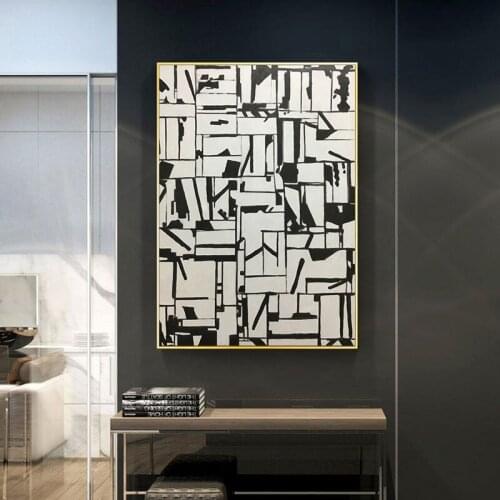 Black White Lattice Maze Map Abstract Decorative Poster Nordic Modern Canvas Painting Print Decor Wall Art Pictures Home Deocr