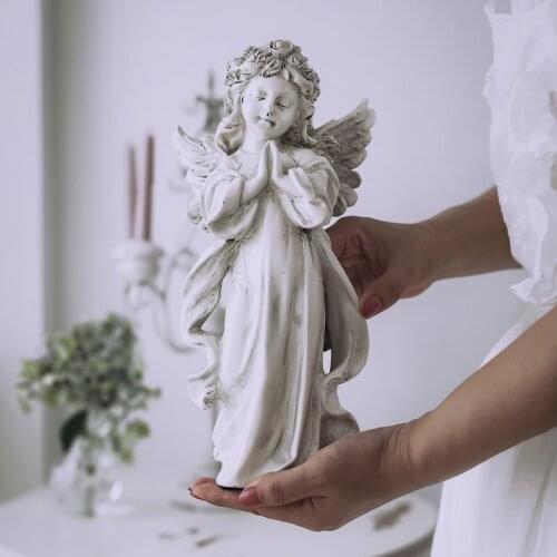 European Praying Girl Angel Resin Sculpture Home Livingroom Desktop Furnishings Decoration Coffee Table Cabinet Ornaments Crafts