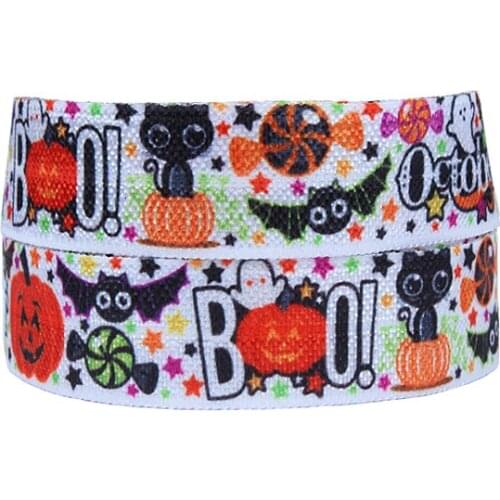 FLRA FOE New spider and cats Halloween fold over elastic ribbons