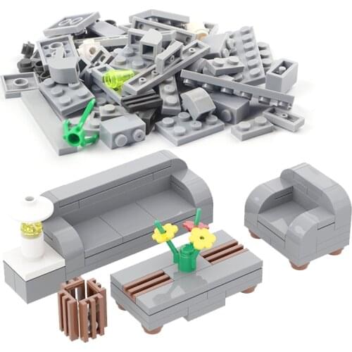 City House Sitting Room Furniture Sofa Table DIY Building Blocks Bricks Toys Accessories Decorate high-tech Bricks Bulk Model