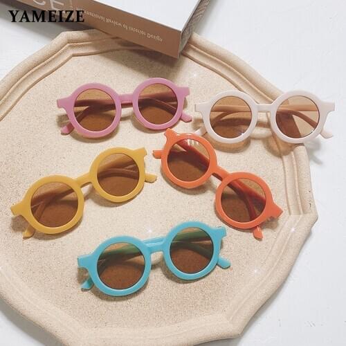 YAMEIZE Fashion Retro Round Kids Sunglasses Boys Girls Sun Glasses Vintage Chirldren Sunglasses Colorful Baby Shades UV Goggles