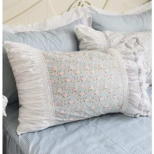 Small fresh floral garden lace ruffled cotton thickened single pillowcase Wedding Bedding pillow cover 48x74cm