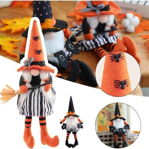 Halloween Doll Gnome Plush Figurines Witch Elf Home Decoration Handmade Halloween Gnome Statue for Party Home Decoration