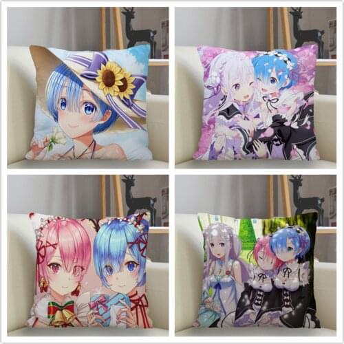Musife Custom Re Zero Pillowcase Home Decoration 45*45cm Zipper Square Pillowcase Throw Pillow Cover Drop Shipping