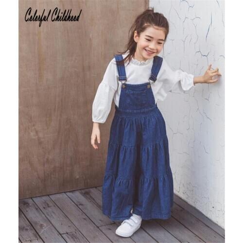 Girls Summer New Baby Girls Clothing Sets Fashion Style Cotton long-sleeve Shirts+jean Dress 2Pcs toddler Girls Clothes 4-16y