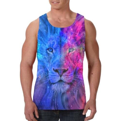 Lion Head Gym Tank Top Men Fitness Clothing Mens Bodybuilding Tank Tops Summer Gym Clothing for Male Sleeveless Vest Shirts