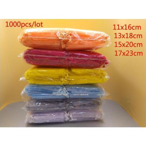 1000pcs/lot 11x16 13x18 15x20 17x23cm Pouches Drawstring Organza bag Wedding Christmas Gift Bags Jewelry Packaging Organza bags