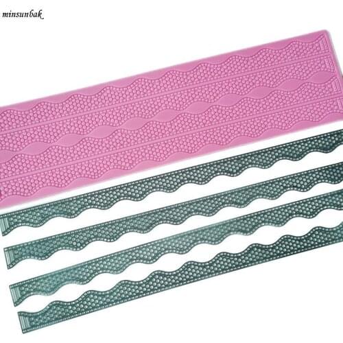 Minsunbak New Exquisite Silicone Lace Mat DIY Wedding Cake Border Decoration Tool High Quality Food Grade Silicone Mold