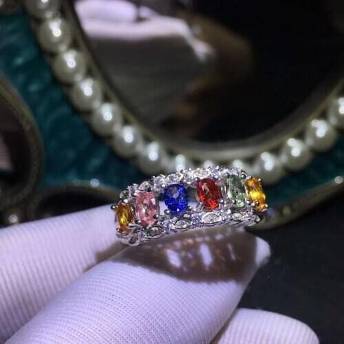 Fashion Ring Fine jewelry 925 sterling silver inlaid Natural And Real Sapphire gemstone popular ring fashion Ring