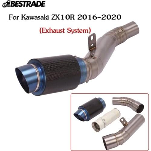 Motorcycle Full Exhaust System For Kawasaki Ninja ZX10R 2016-2021 Connect Link Tube Slip Muffler Tube Titanium Alloy Slip On