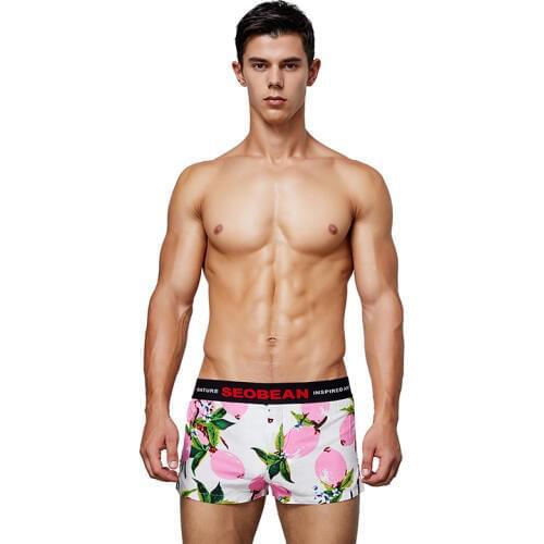 Men Summer Breathable Cotton Male Sports Running Sleep Comfortable Casual Shorts orange fruit printing