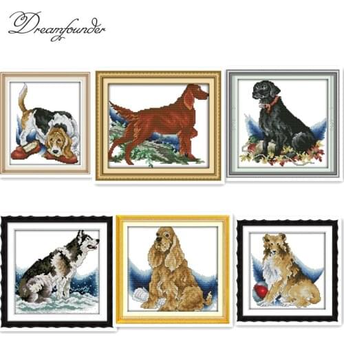 The hound cross stitch kit aida 14ct 11ct count printed canvas stitches embroidery DIY handmade needlework