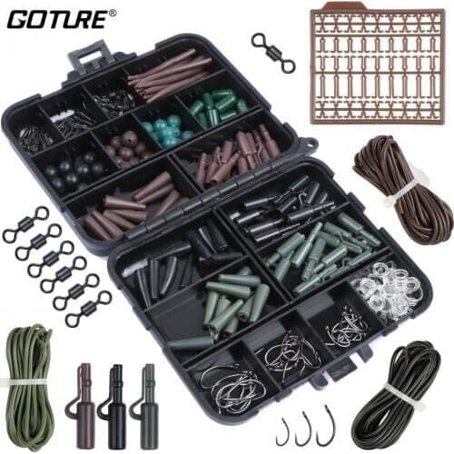 Goture Carp Fishing Accessories Tackle Set 183pcs with Hooks, Rubber Hoses, Swivel, Beads, Sleeves Swivel StopperSinker Slide