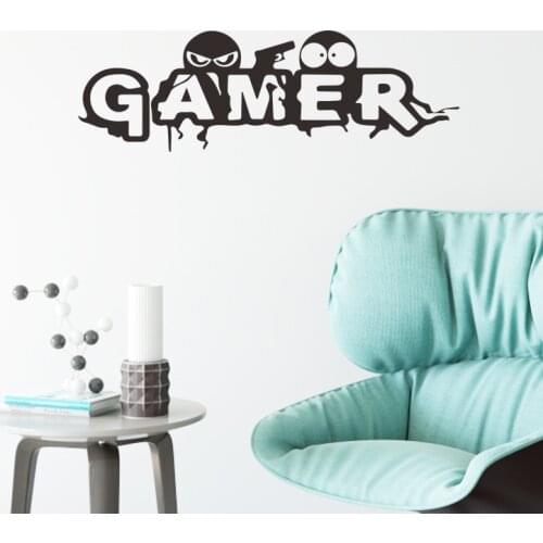 Custom Gamer Name Gaming Room Wall Stickers Gamepad Game Controller Vinyl Home Decor Boys Play Room Removable Wallpaper