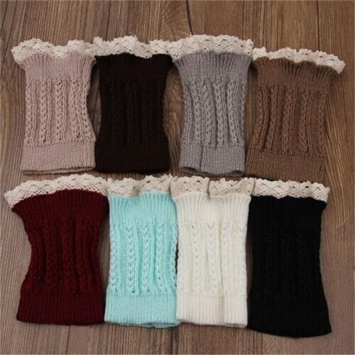 Fashion Double Button Cable Knitted Boot Cuff Short Leg Warmer Womens Boot Socks Knitted Lace Trim Fashion Boots Accessories