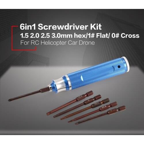OCDAY 6in1 1.5mm 2.0mm 2.5mm 3.0mm Hex Straight Cross Phillips Flat Screwdriver Tool Kit Set for RC Helicopter Car Airplane