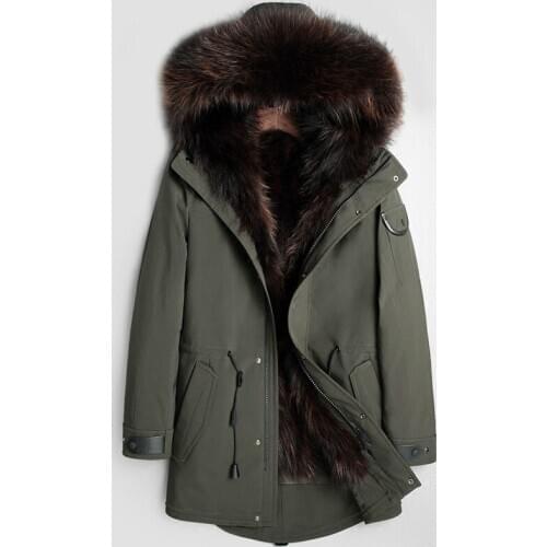 Parka Real Coat Men Winter Jacket Racoon Fur Liner Plus Size Luxury Jackets Parkas Manteau Homme Hiver 4223