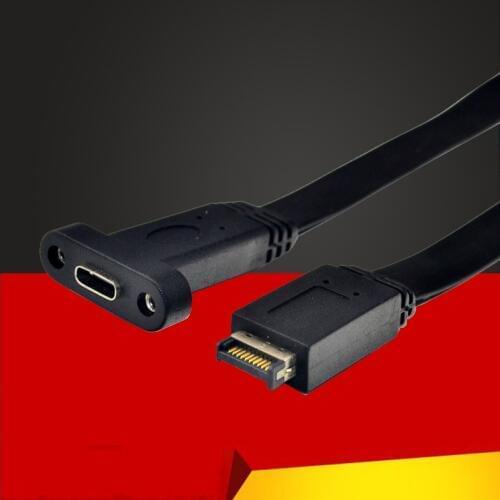 50cm USB 3.1 Front Panel Header Type-E to USB-C Type C Female Connector Extension Wire Cable With Panel Mount Bracket Screws NEW
