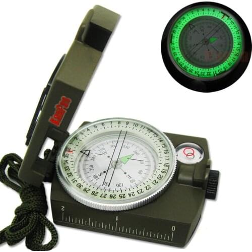 Portable Military Army Compass Lensatic Prismatic Compass Multifunctional Outdoor Camping Tools with Fluorescent Light