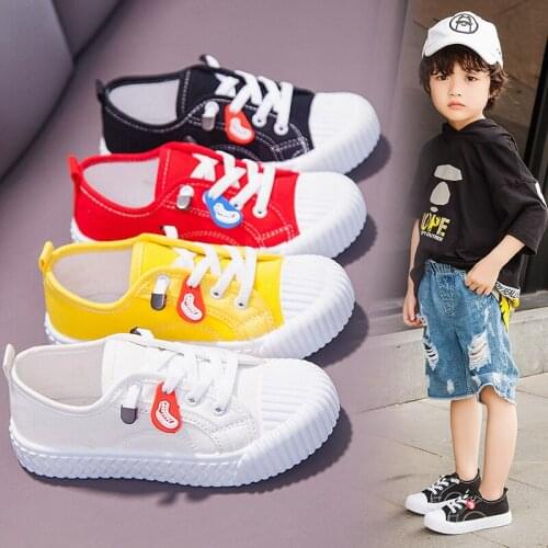 Casual Shoes for Kids 2021 Spring Autumn Canvas Shoes Childrens Flat With Breathable Footwear Lace-Up Shoes for Boy and Girl