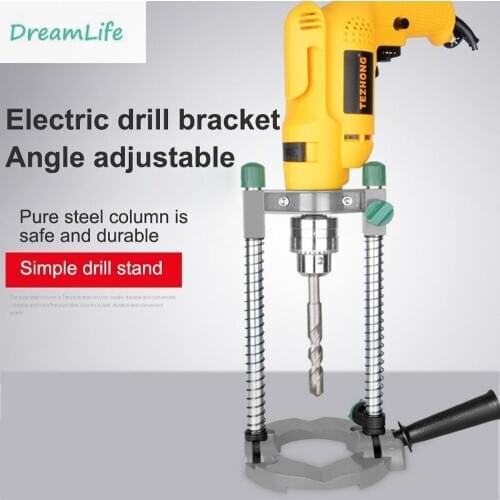 Precision Drill Guide Pipe Drill Holder Stand Drilling Guide with Adjustable Angle and Removeable Handle DIY Woodworking Tool
