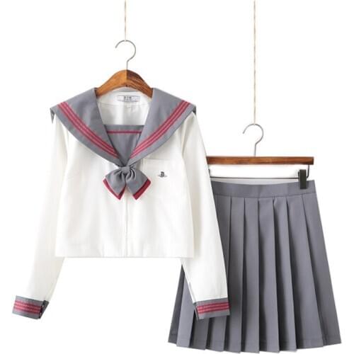 Gray Japanese school uniform skirt jk uniform class uniforms sailor suit college wind suit female students uniforms