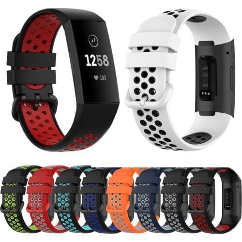 Silicone Wrist Strap For Fitbit Charge 4 3 Breathable Bracelet Bicolor Wrist Belt For Fitbit Charge 4 Smart Watch Accessories