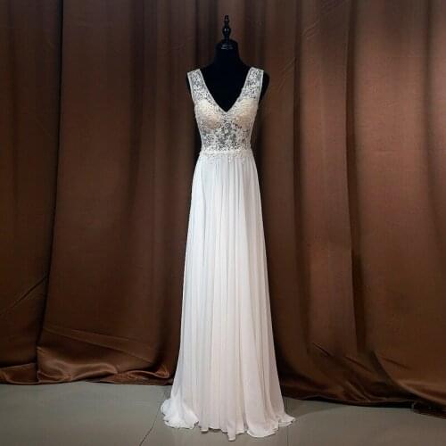 Bridal Gowns Long Train Floor Length V-neck Embroidery Bridal Gowns Plus Size robe de mariée