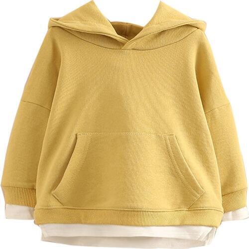 2-8Y Baby Girls Cotton Sweatshirts Fashion Casual Stitching Hooded Outerwear Spring Autumn High Quality Pocket Hoodies For Girls