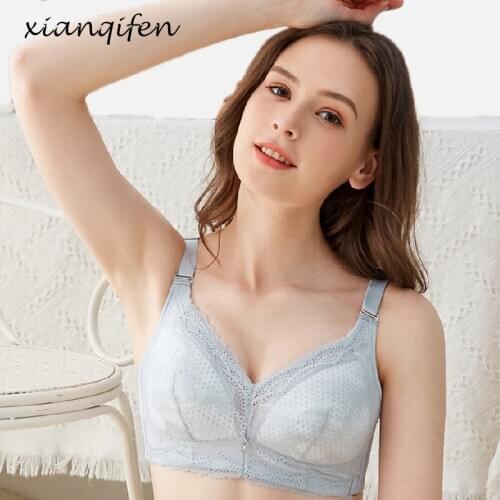 Xianqifen Large Size Womens Bras minimizer Super Push up Bralette lingerie wireless for Women Plus Size Crop Tops Sexy B C D