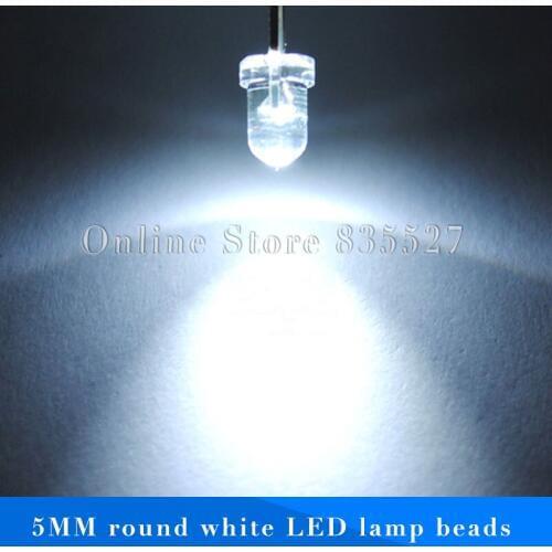 100PCS/LOT LED light-emitting diode 5MM round white transparent lamp beads DIP water clear