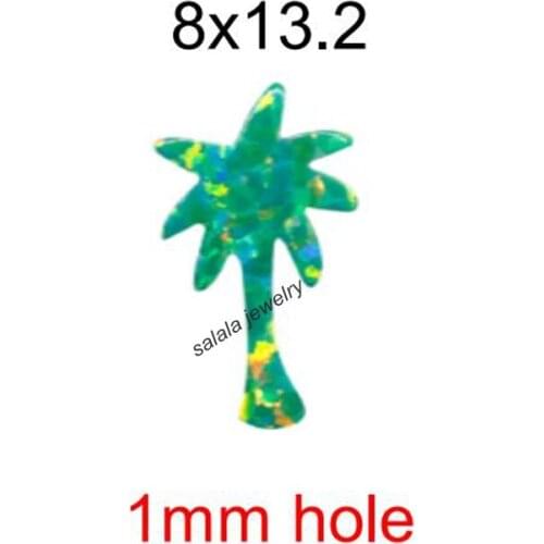 30pcs /lot OP03 Moon Yellow Coconut & Palm Tree Fire Opal 8x13mm Palm Tree Opal Stone Synthetic Coconut Tree Opal for Necklace