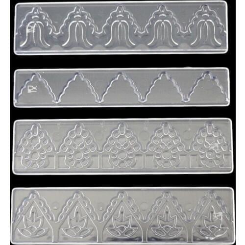 4Pcs/set Cake Fondant Frill Ribbon Embosser Sugar Craft Modelling Cutter Mold Decor Tool Set Decorating Gift