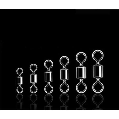 50pcs/lot High Strength Ball Bearing Swivel Solid Rings Fishing Connector With Interlock Snap Ocean Boat Fishing