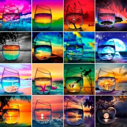5D Diamond Painting glass aurora sea landscape scenery Full Square&Round Diamond embroidery Cross stitch Diamond mosaic paint