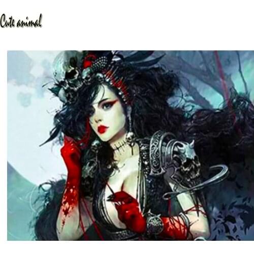 Full Square Drill Diy 5D Diamond Painting Skull Sexy Beauty Cross Stitch Diamond Mosaic Embroidery Halloween Gift Home Decor New