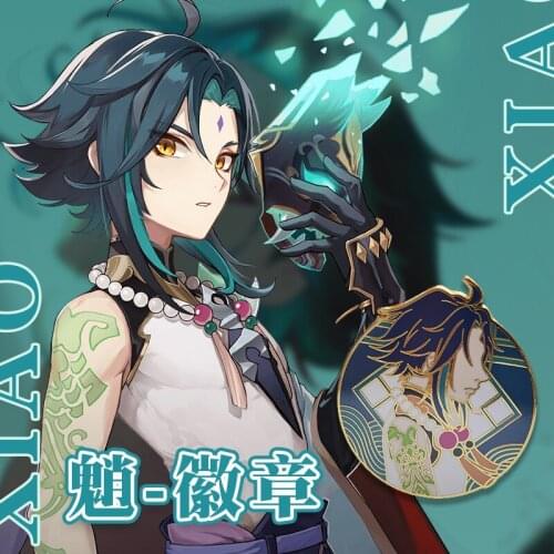Anime Genshin Impact Hu Tao Keqing Xiao Metal Badge Button Brooch Pins Collection Fashion Souvenir Medal Cosplay Gift