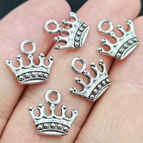 Antiquing 40pcs Charms Lovely Vintage Crown Charm fit Earring Pendants Crafts For DIY Jewelry Making Findings