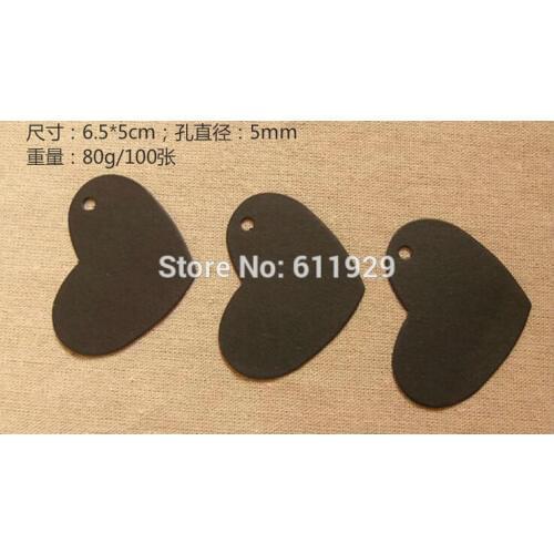 Free shipping blank heart shape black matte paper tag 6.5x5cm/DIY price tag/gift label/clothing tag printing/label 400 pcs a lot