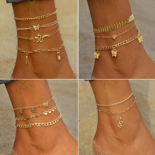 Cute Butterfly Anklet Bracelet Fashion Anklets for Women Foot Chain Beach Leg Bracelets Boho Jewelry Gift