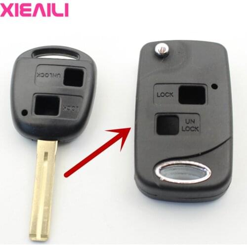 XIEAILI 10Pcs 2Button Modified Flip Folding Remote Key Case Shell For Lexus ES300/IS400/RX300/RX400h S333