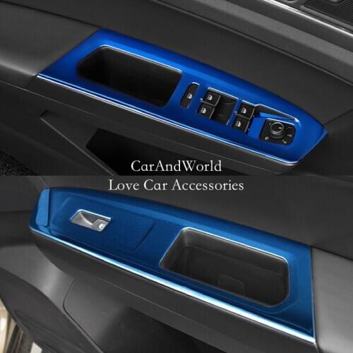 For Volkswagen VW Teramont Atlas 2017-2019 Stainless Interior Window Lift Switch Cover Door Armrest Button Trims Car Accessories